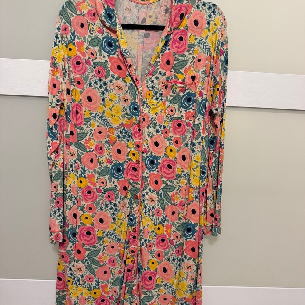 Little Sleepies Secret Garden Floral Bamboo Sleep Shirt Nightgown Size Large
